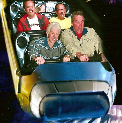 Sis and Joe on Space Mountain ride